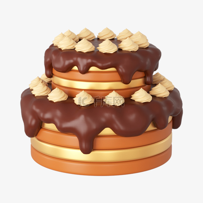 3DC4D立体巧克力双层蛋糕