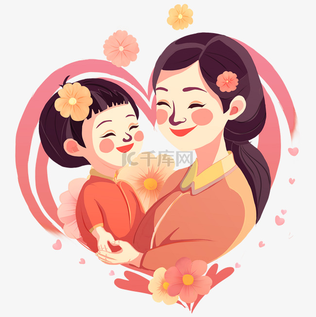 母亲节母子对视幸福表情