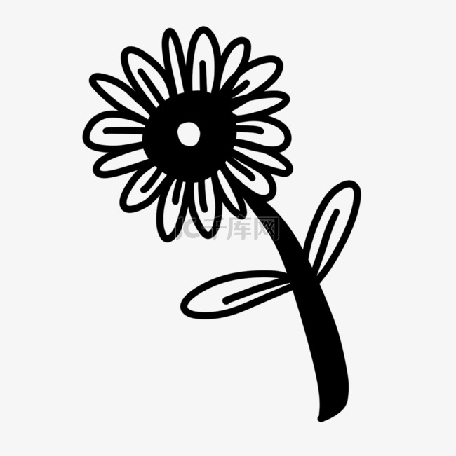 手绘可爱花朵创意黑白单色涂鸦