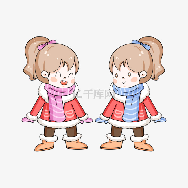 冬季少女双胞胎剪贴画