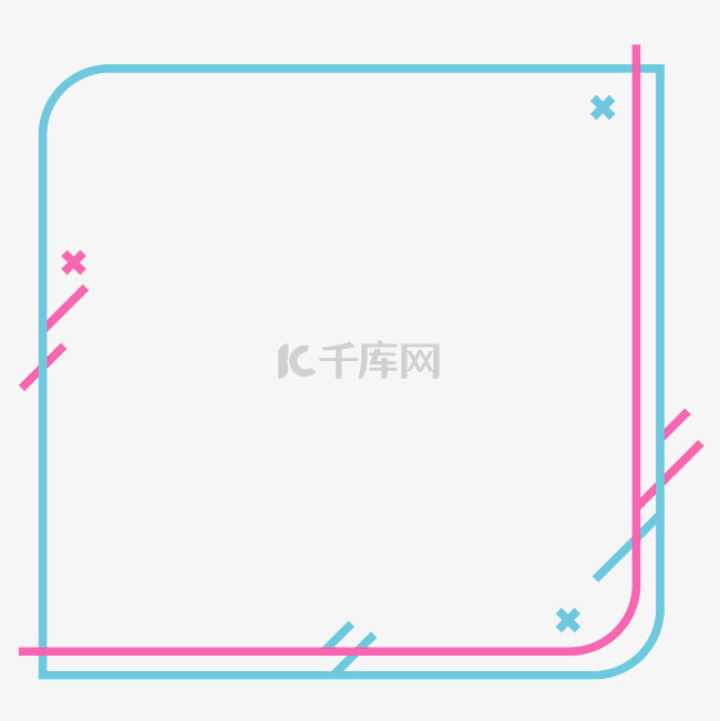 粉蓝色极简线条边框