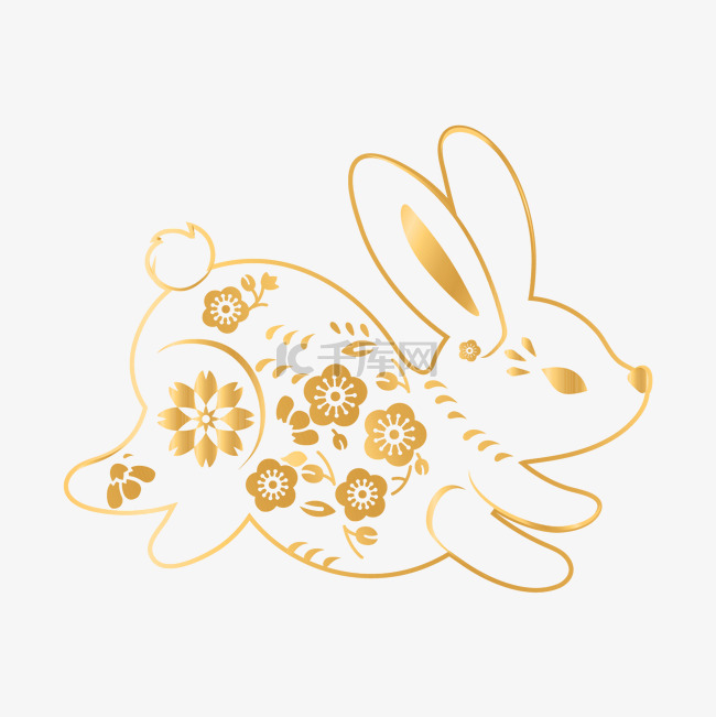 烫金剪纸兔子装饰