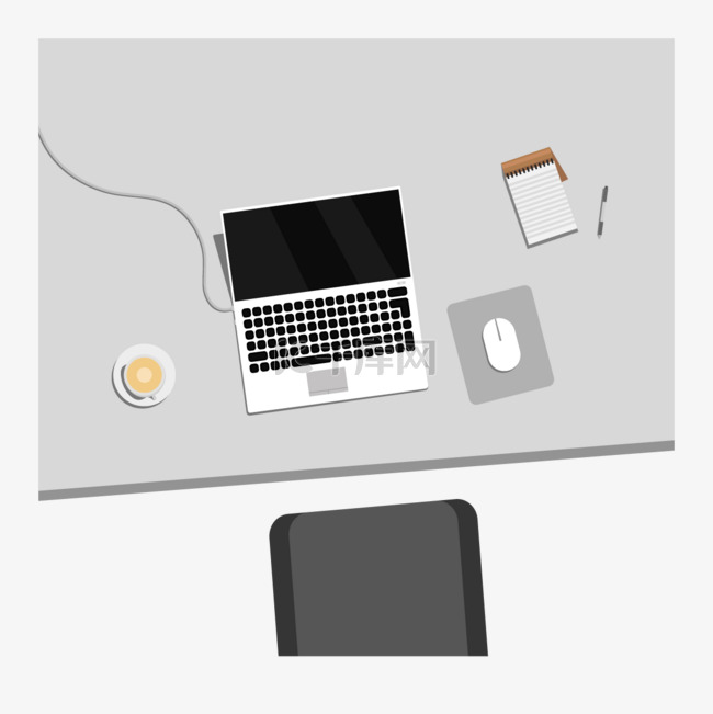 灰白色简约电脑工作桌