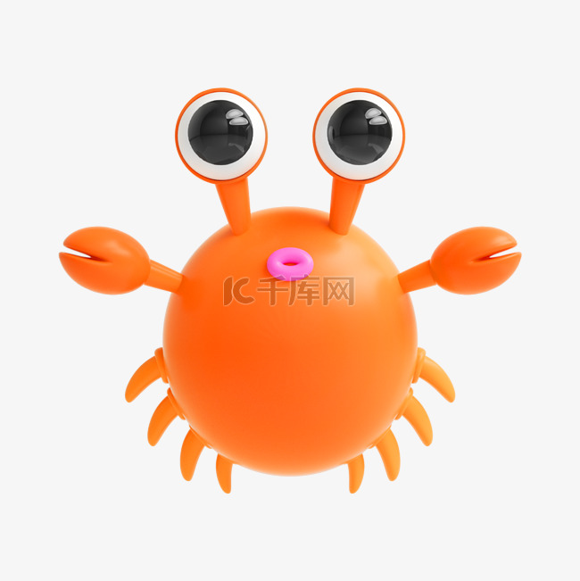 橙色3D拟人表情包螃蟹