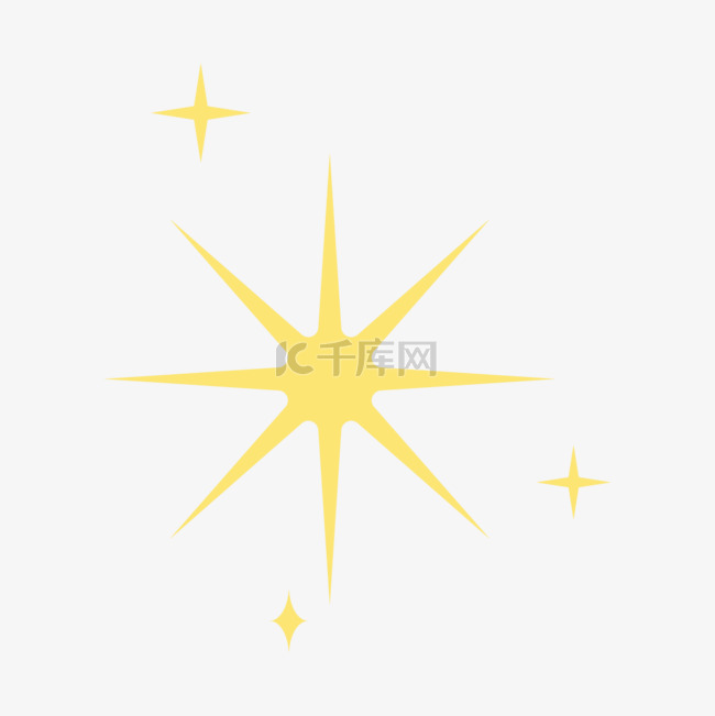 星星发光闪耀黄色图画卡通