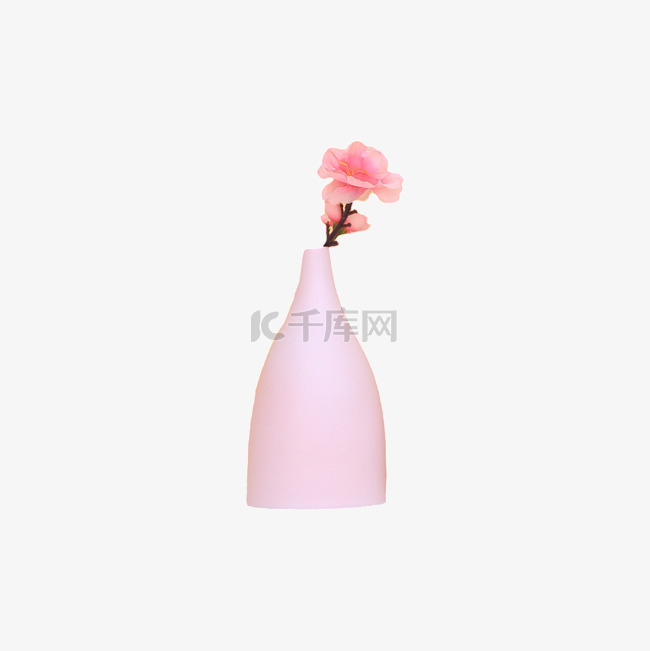 粉色白色仿真花花瓶