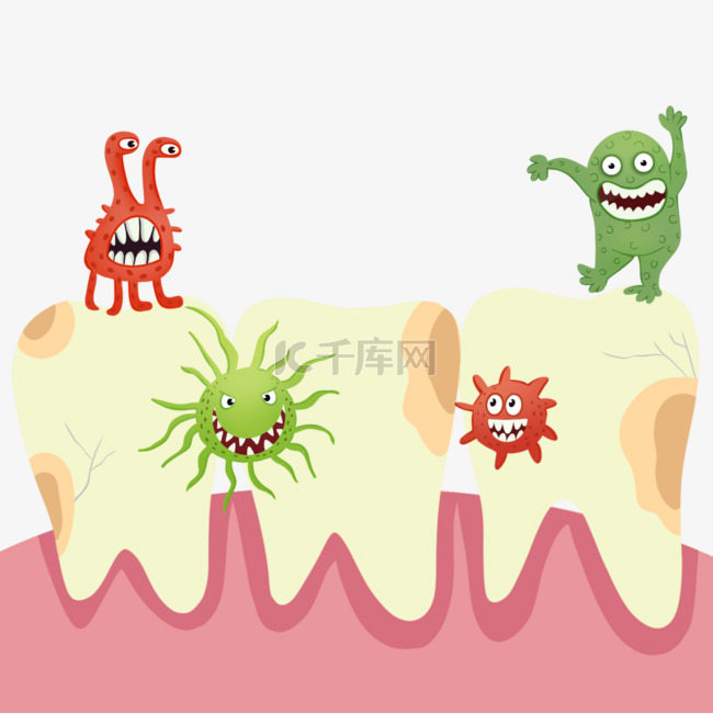 牙齿牙菌口腔卫生卡通