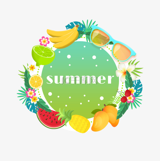 夏天植物卡通水果边框