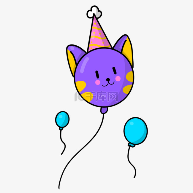 猫咪气球卡通生日剪贴画