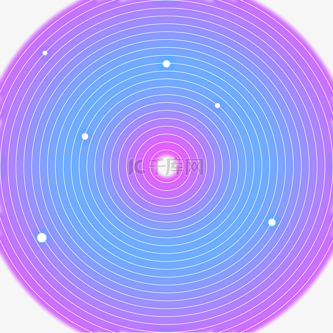 紫色蓝色霓虹光感发光几何线圈隧