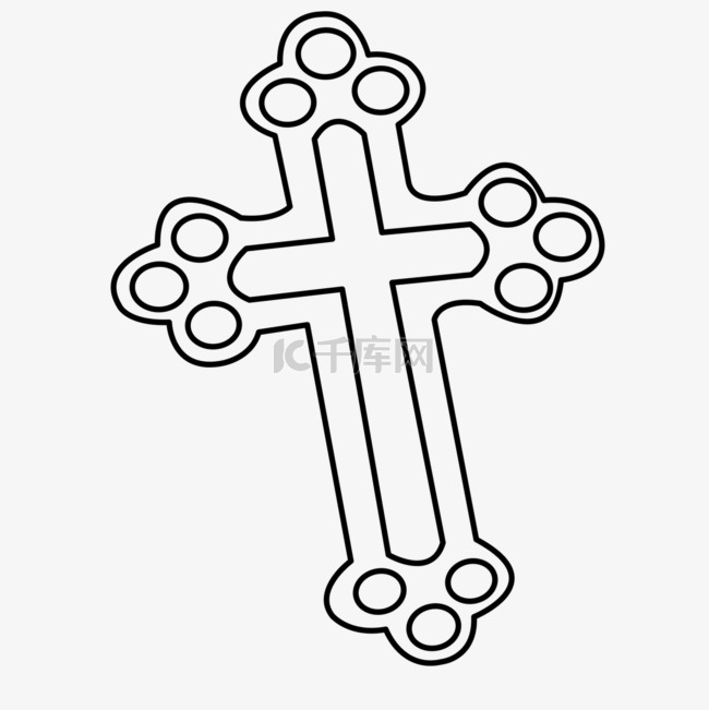 圆弧镂空十字架剪贴画黑白