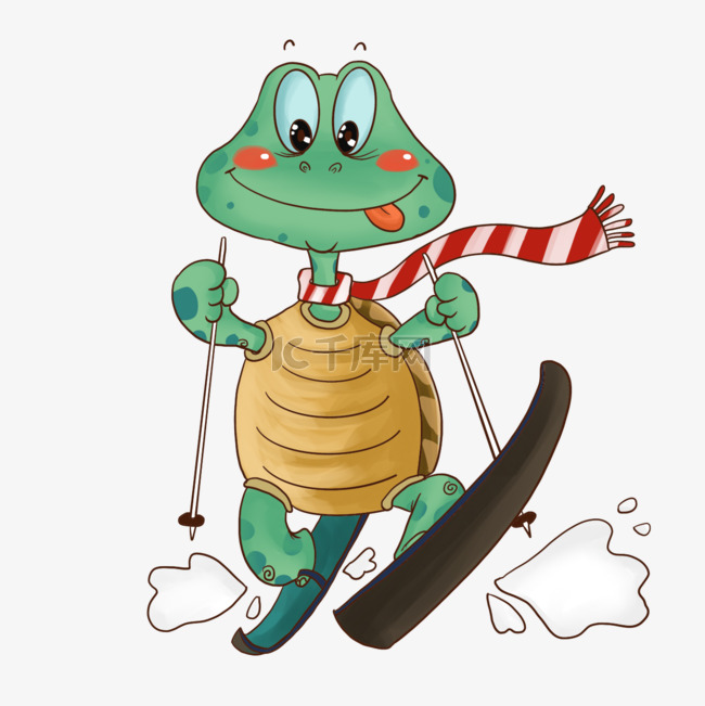 滑雪运动卡通可爱乌龟