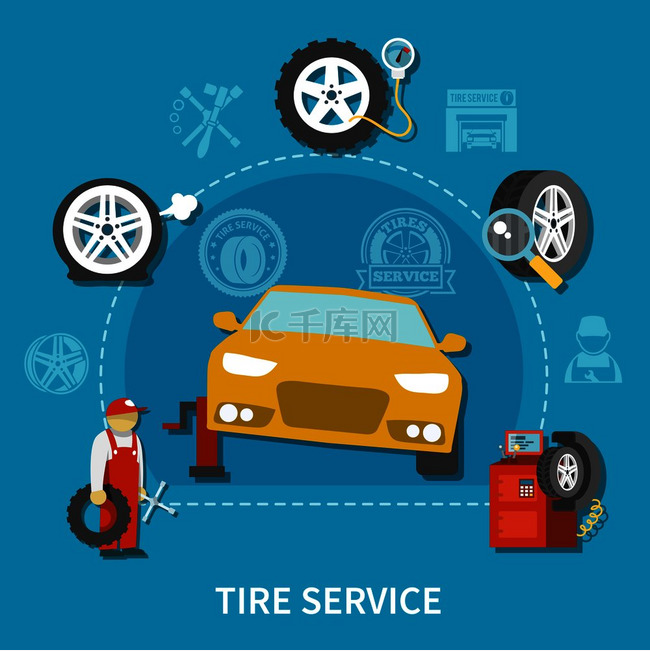 轮胎服务理念与机械修理汽车在明