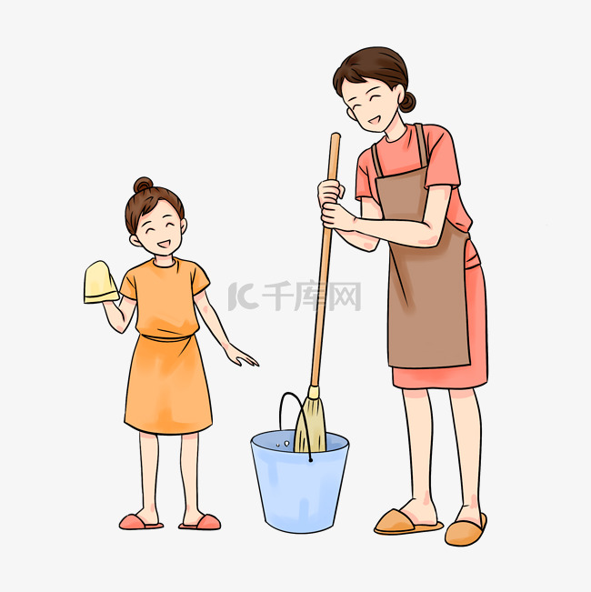 劳动节热爱劳动亲子做家务打扫卫