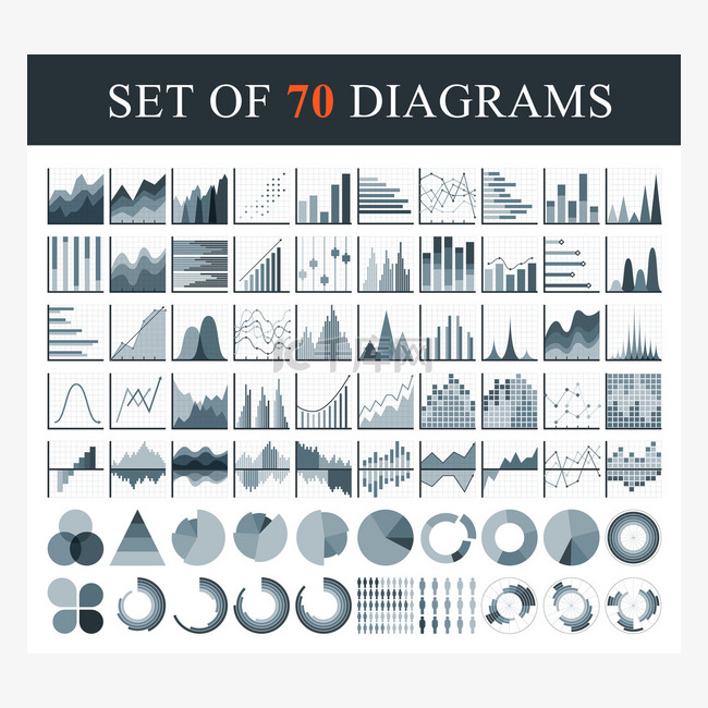 组图和图。图表元素在现代平面商