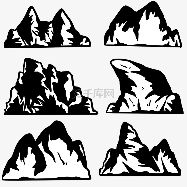 美式黑白素描山高山