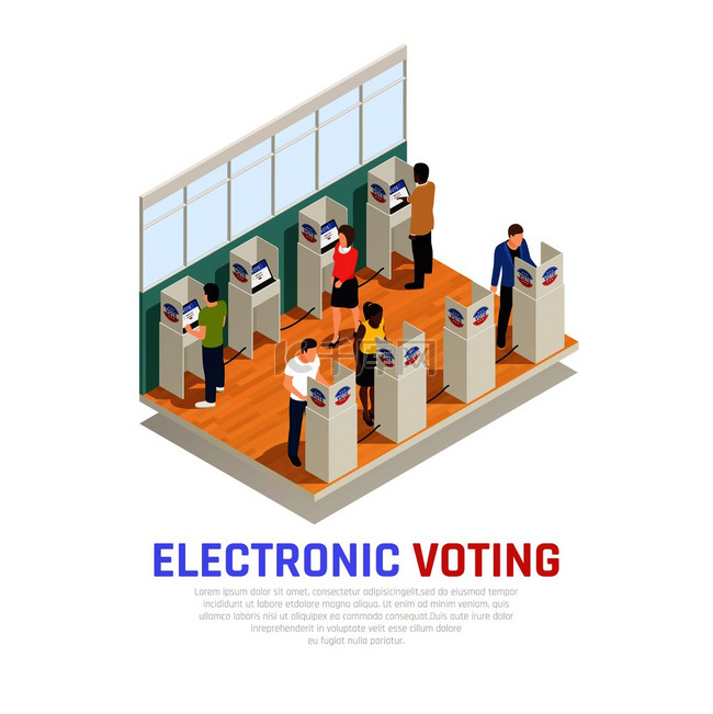 选举和投票等角构图带有电子选举