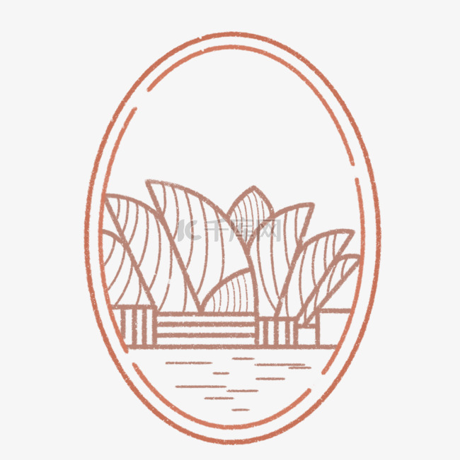 巴黎歌剧院邮票红色简笔画素材图片免费下载-千库网