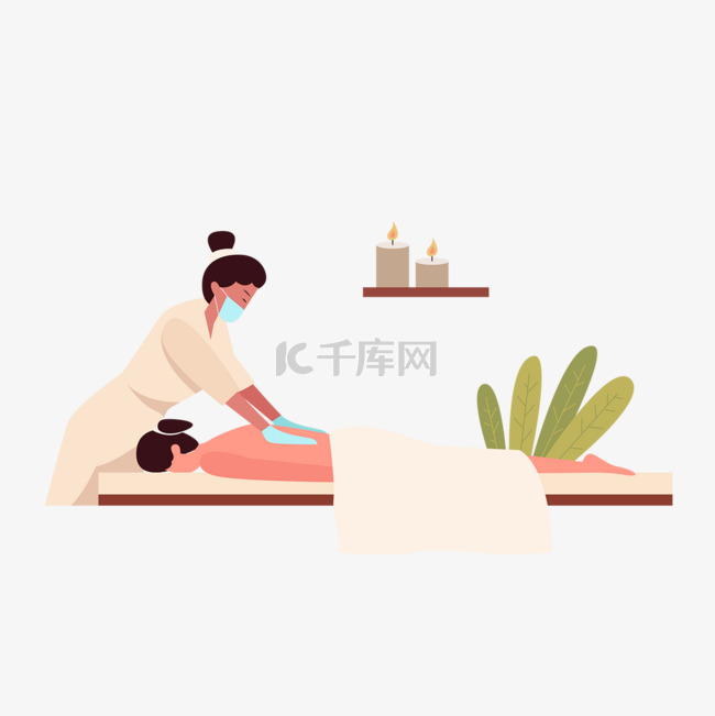 戴口罩女技师女性spa按摩概念