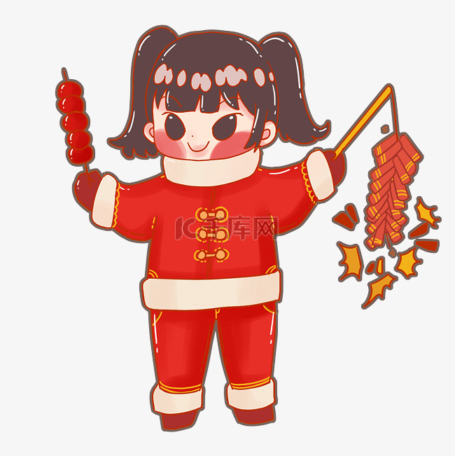 新年春节女孩放鞭炮