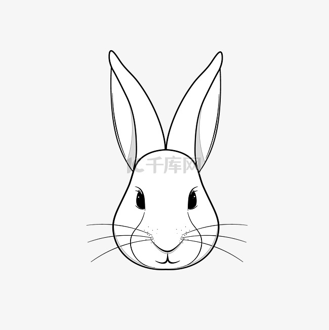 新春头像黑白素描手绘兔头logo