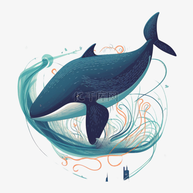 卡通手绘海洋生物鲸鱼