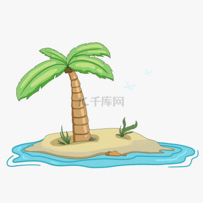 岛剪贴画海草海边椰子树