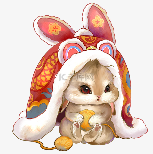 兔年可爱兔子帽子迎新春喜庆