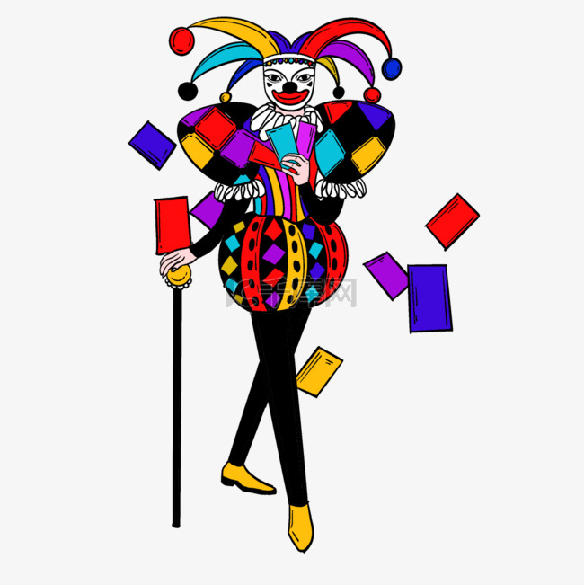 小丑魔术表演卡通创意