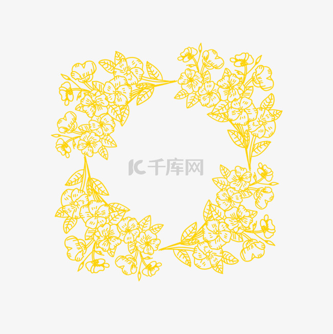 金线金色花卉婚礼花边边框