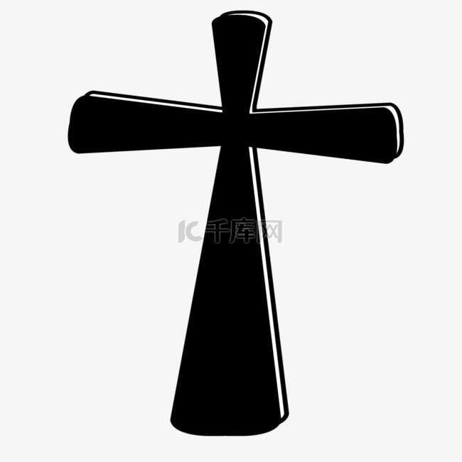 圆柱立体斜面十字架剪贴画黑白