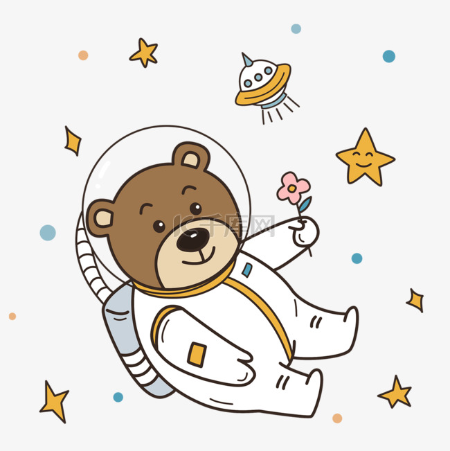 可爱宇宙胖棕熊动物宇航员
