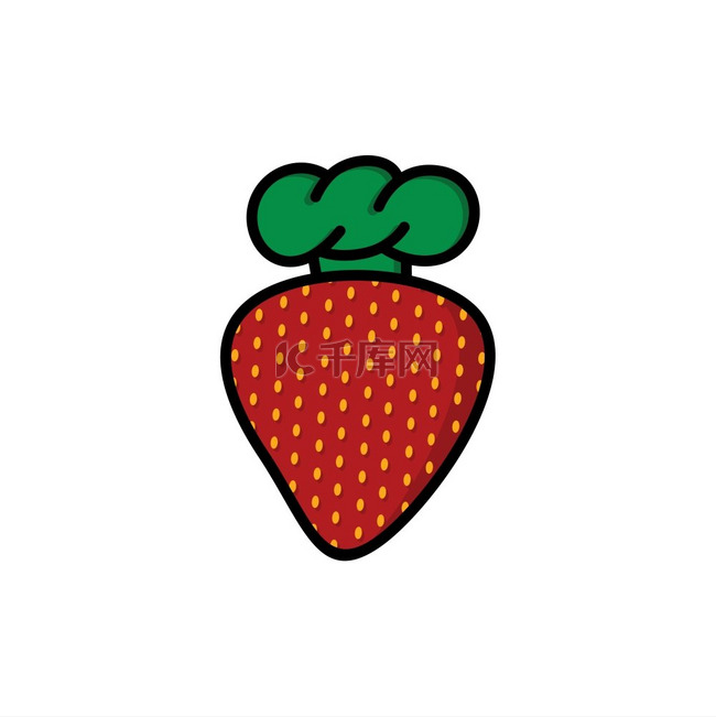草莓配厨师帽卡通标志标识主题