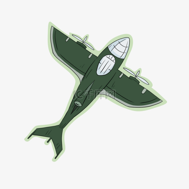 空军绿色飞机天空卡通
