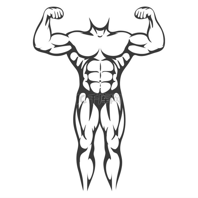 男性身体肌肉黑色轮廓男性身体肌