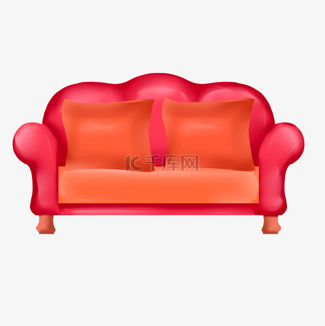 写实红色沙发