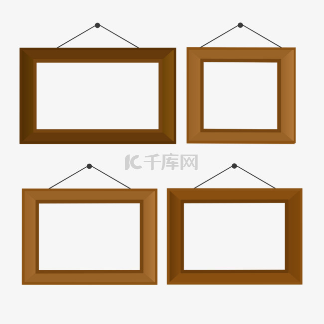 相框四个木制装饰照片墙棕色