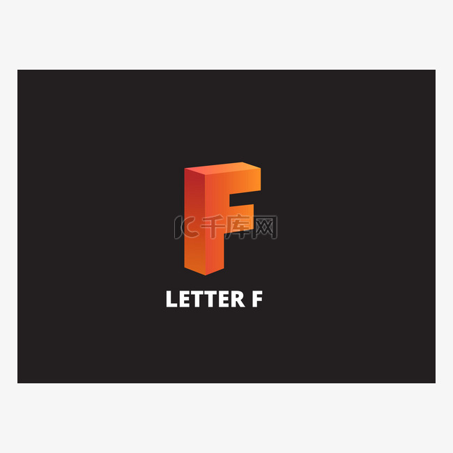 字母 F，标志图标设计模板。矢
