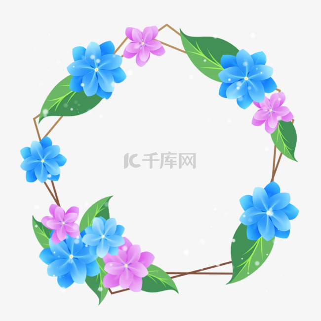 光效花卉婚礼边框美丽蓝色