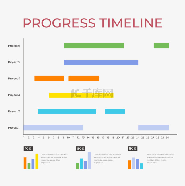 甘特时间进度表商务彩色
