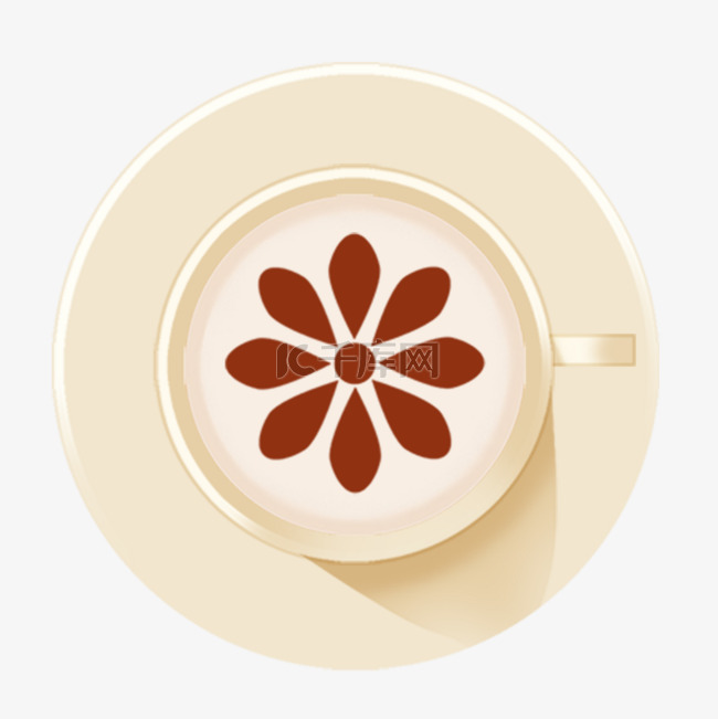 咖啡拉花棕色花瓣造型