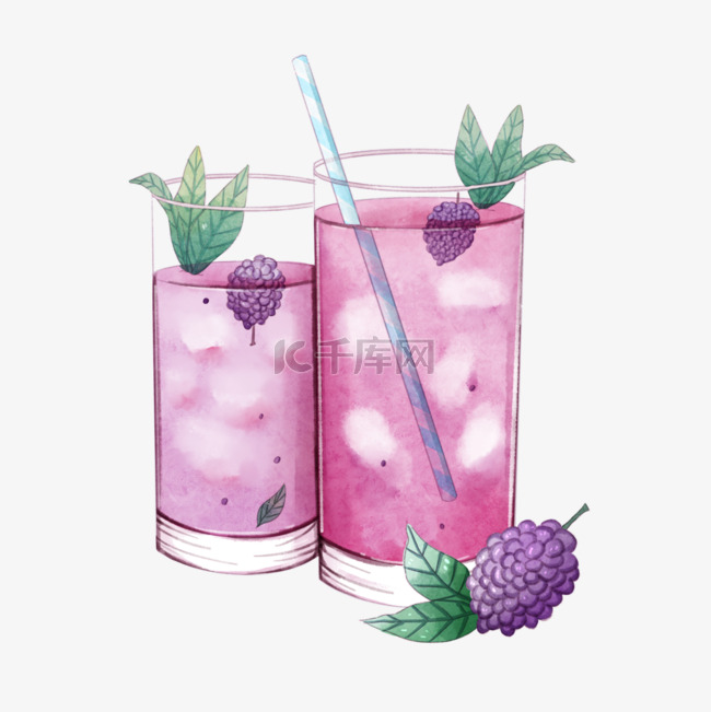 水彩紫色鸡尾酒