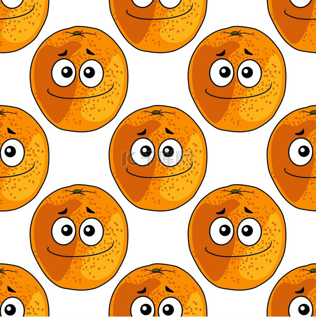 橙色水果无缝图案背景维生素概念