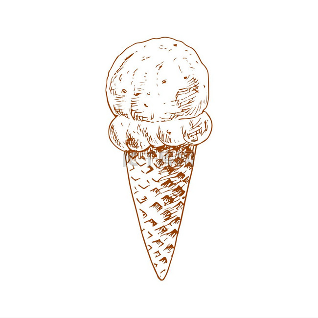 冰淇淋冰淇淋独立手绘草图矢量华