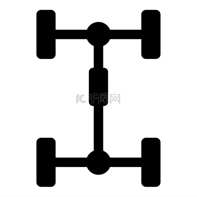 汽车起落架底盘车架图标黑色矢量