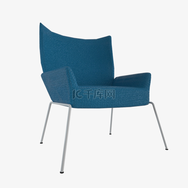 C4D蓝色休闲沙发椅模型