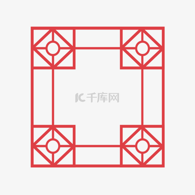 中国风格木制红色边框方形边框