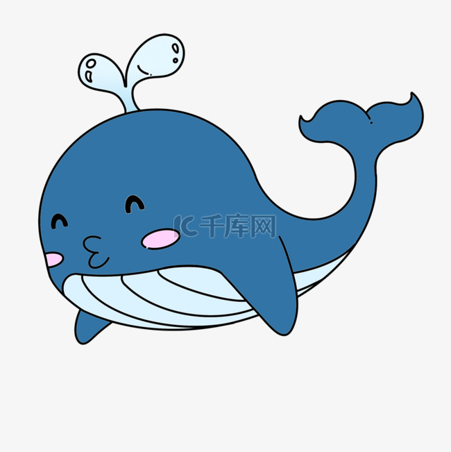 蓝色海洋卡通海底可爱鲸鱼