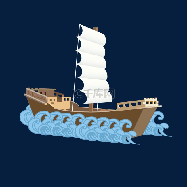 大海海浪帆船
