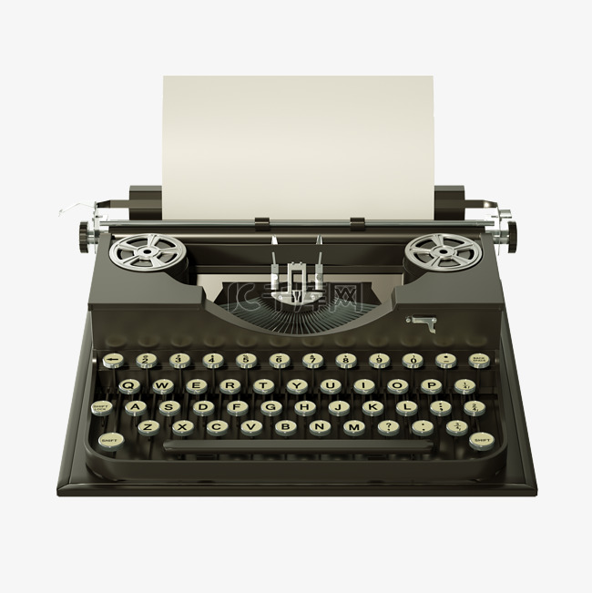 3d美式复古物件打字机